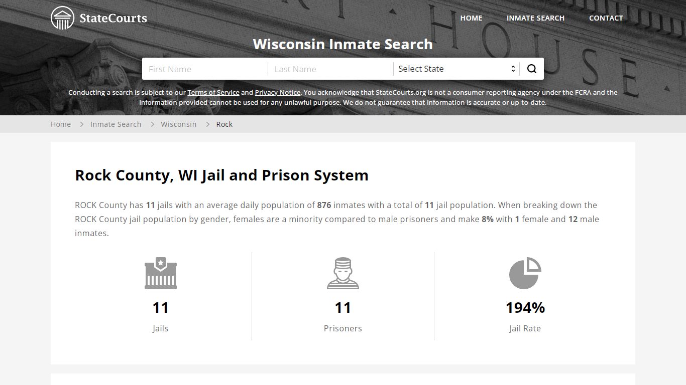 Rock County, WI Inmate Search - StateCourts